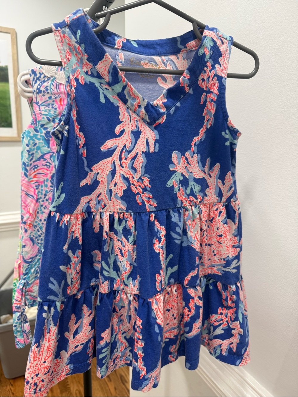 Lilly Pulitzer Blue Coral-Print Tiered Casual Dress